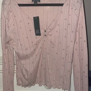 Pink and flowers long sleeve tee (brand new)
